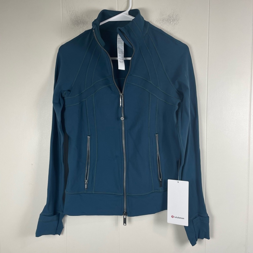 Lululemon Define Track Jacket Luon Teal Blue Full Zip Thumbholes Size 2‎